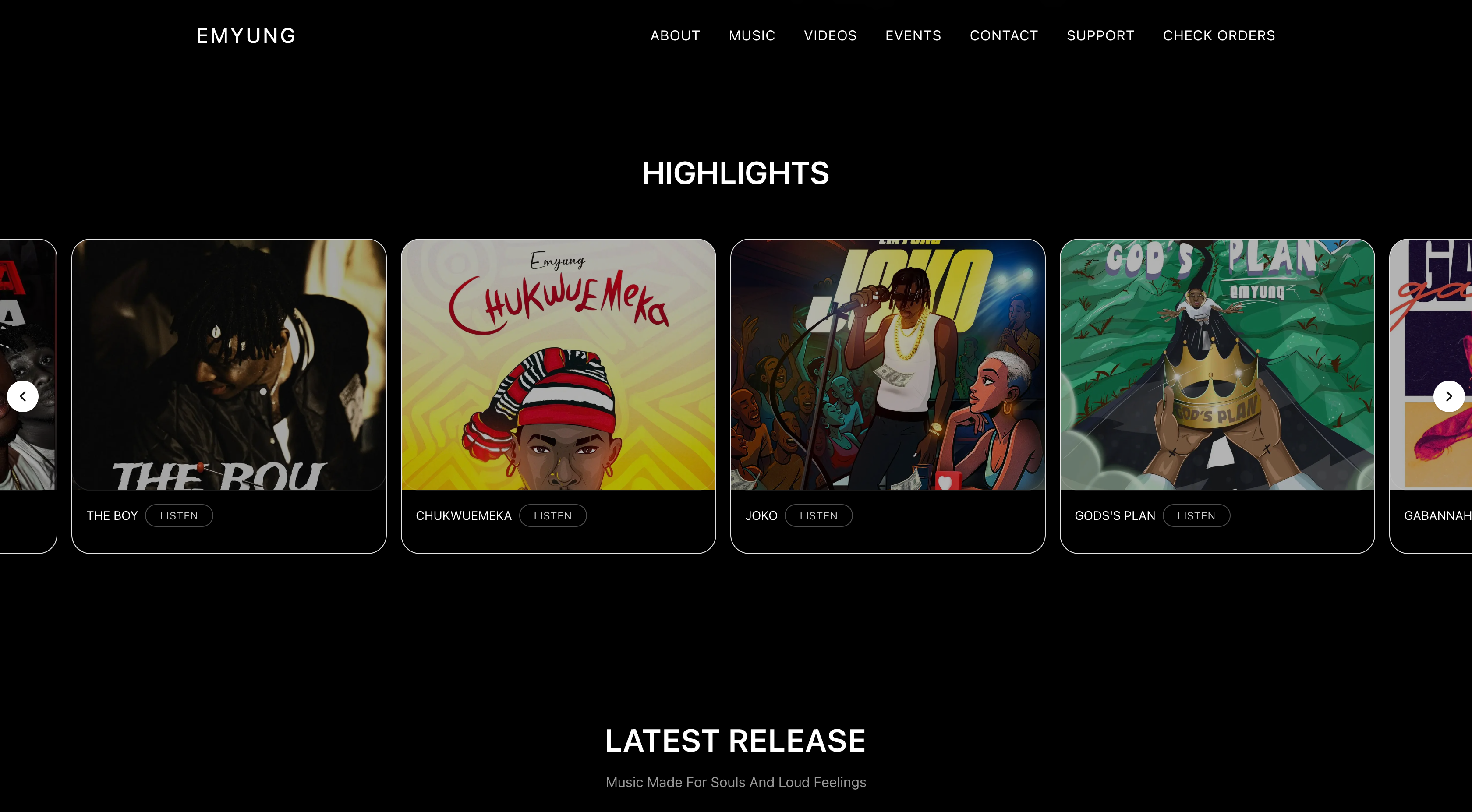 Music career web app preview
